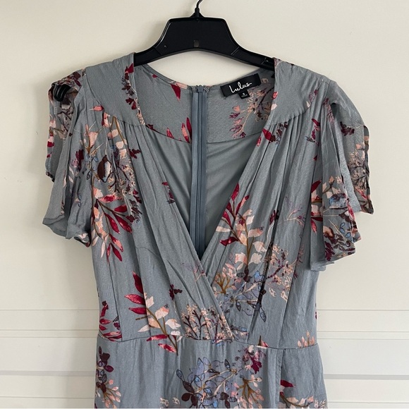 Lulus Fiorire Slate Blue Floral Print Wrap Maxi Dress 20577 - Picture 5 of 13